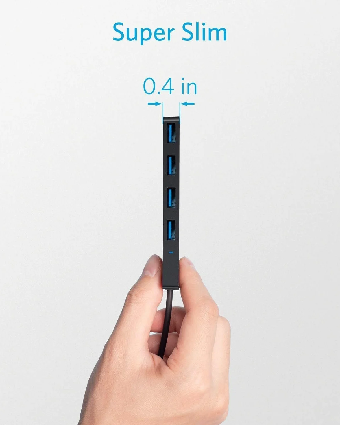 Anker Smukły i wydajny 4-portowy hub danych USB 3.0 z wydłużonym kablem 60 cm, do MacBooka, Pro/Mini, iMac, Surface Pro, XPS, laptopów, pamięci USB, mobilnych dysków twardych i innych urządzeń