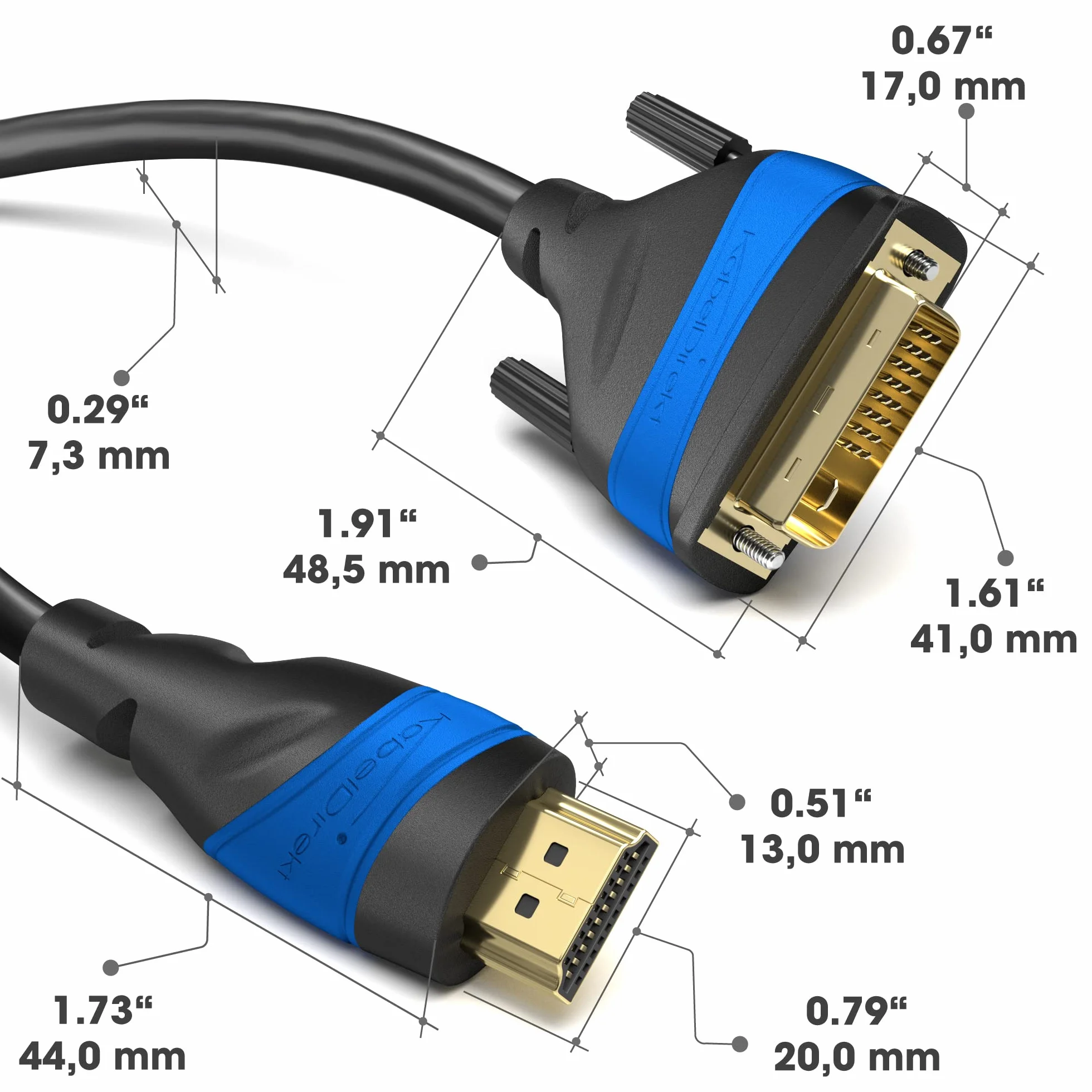 KabelDirekt – Przewód HDMI do DVI 2m (DVI-D 24+1 z HighSpeed, 1080p Full HD 3D) – TOP Series