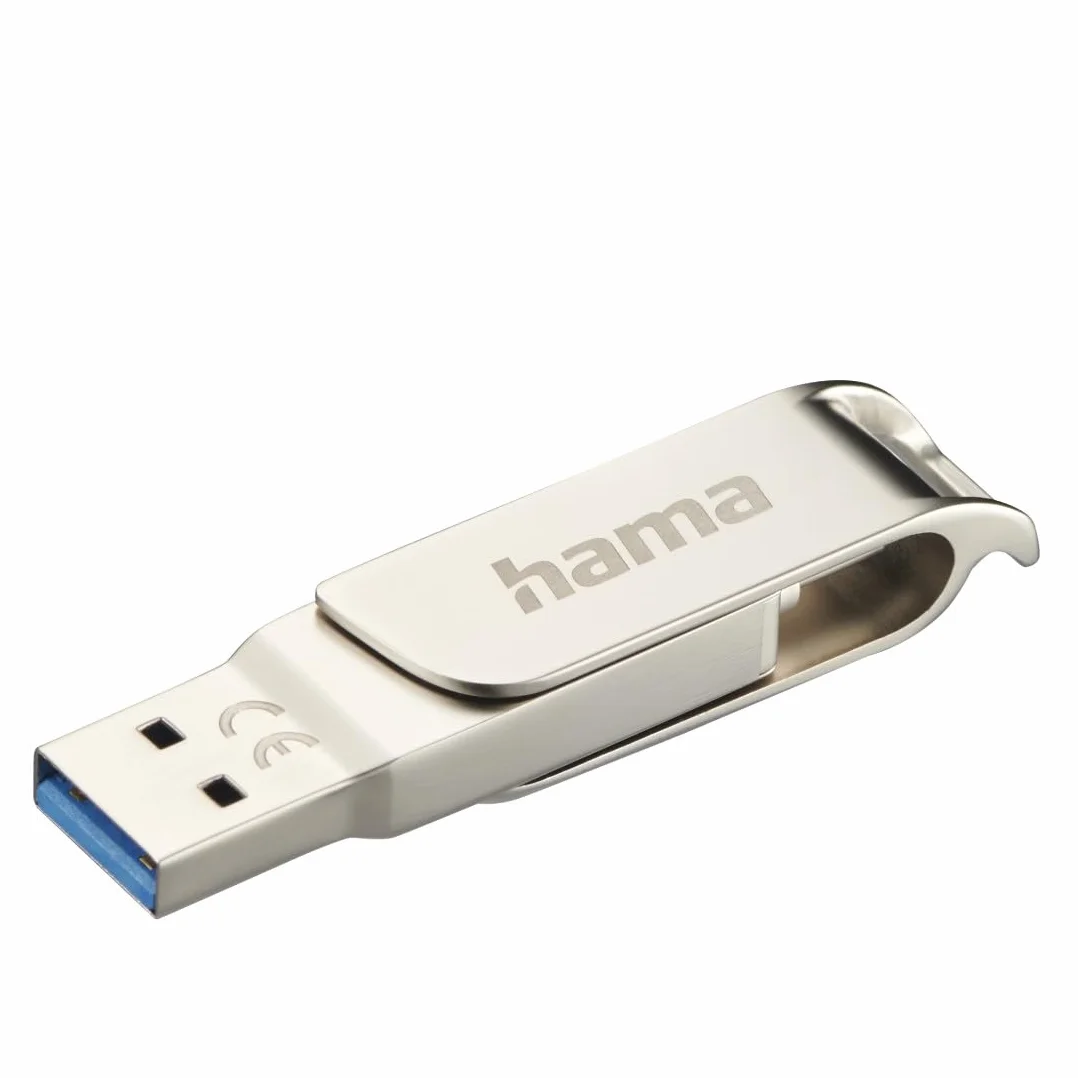 Hama Pamięć 64 GB, USB C 3.1/3.0, USB A, srebrny, ultra szybka 70 MB/s, uniwersalny, metal