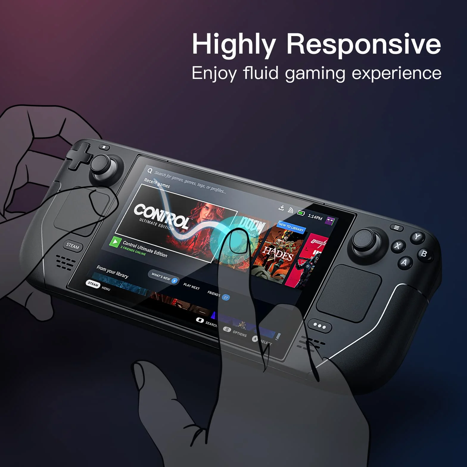 JETech Ochraniacz Ekranu dla Steam Deck OLED 7,4-Cala (2023), Steam Deck 7 Cala (2021&2022), 9H Screen Protector Folia Szkło Hartowane Film, Odporna na Zarysowanie HD Wyczyść, 2 Sztuki