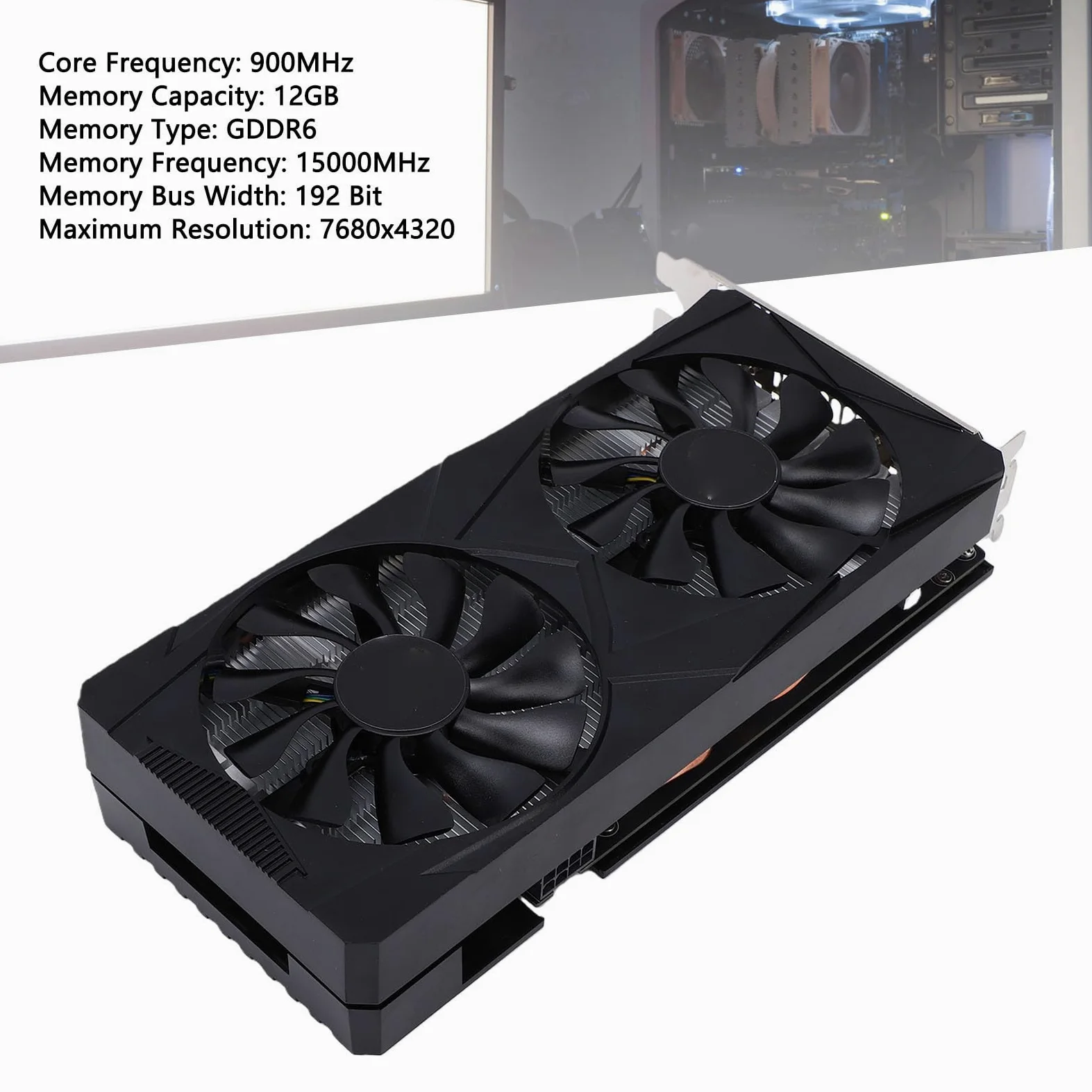 Naroote Karta Graficzna, 12 GB GDDR6 192-bitowa Karta Graficzna PCI Express 3.0 X16 do Gier z Podwójnymi Wentylatorami Chłodzącymi, do Komputera PC
