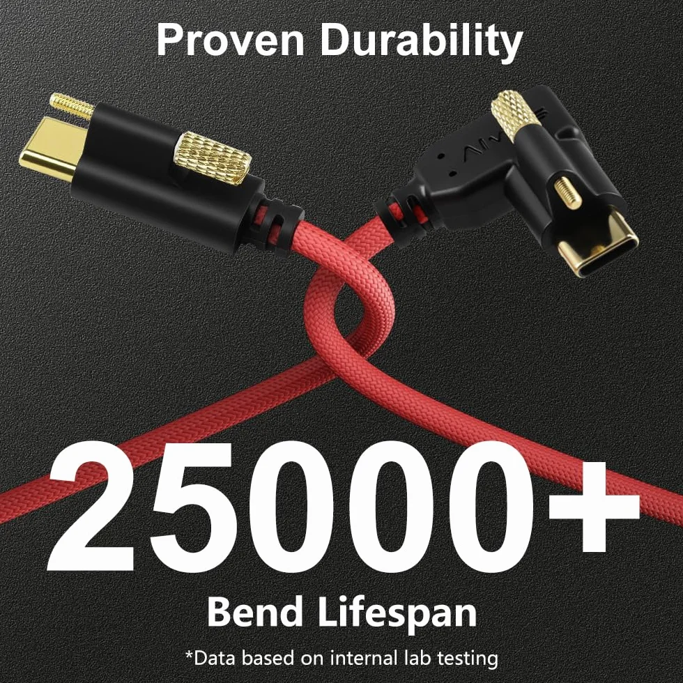 Alvin's Cables Ultra-elastyczny kabel blokujący USB-C Kabel do przesyłania danych do monitorów Pyxis Blackmagic, USB-C 3.2, 10 Gb/s, kabel do szybkiego ładowania do Micro Studio Blackmagic 4K G2, 12