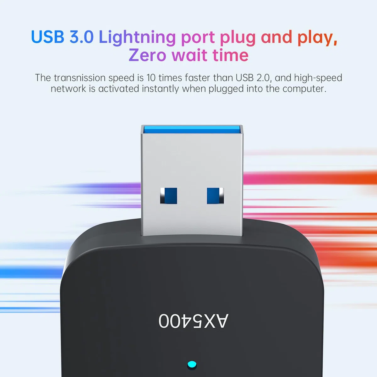 AX5400 adapter USB WiFi 6E do komputera stacjonarnego - trójpasmowy 6 GHz/5 GHz/2,4 GHz dla ultraszybkich prędkości, bezprzewodowy klucz sieciowy USB 3.0 dalekiego zasięgu z podwójnymi antenami o