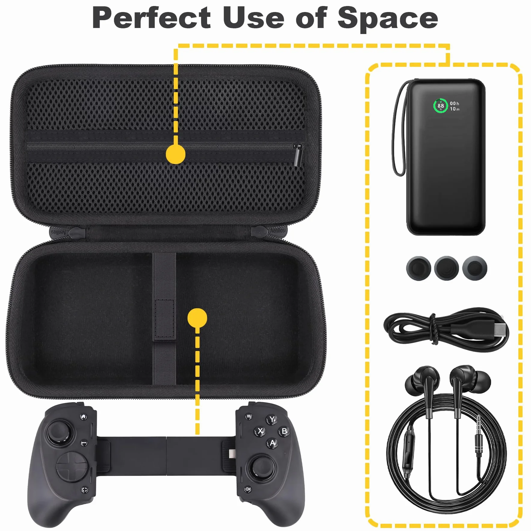 Aenllosi do gamepad Razer Kishi V3, twarde etui ochronne do iPhone'a/Androida, czarne (tylko etui)