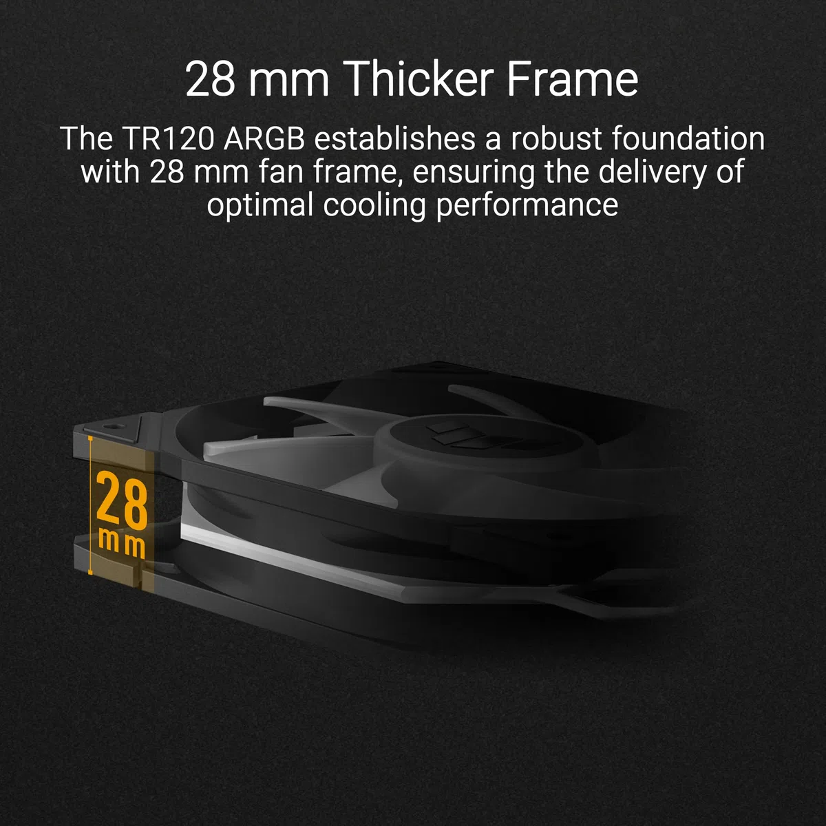 ASUS TUF Gaming TR120 ARGB Standard Blade Black wentylator do obudowy, pojedynczy zestaw (wentylator PC 120 mm, 2000 obr./min, 3,3 mm H2O, strumień powietrza 77,4 CFM, 16 pojedynczo adresowalnych diod