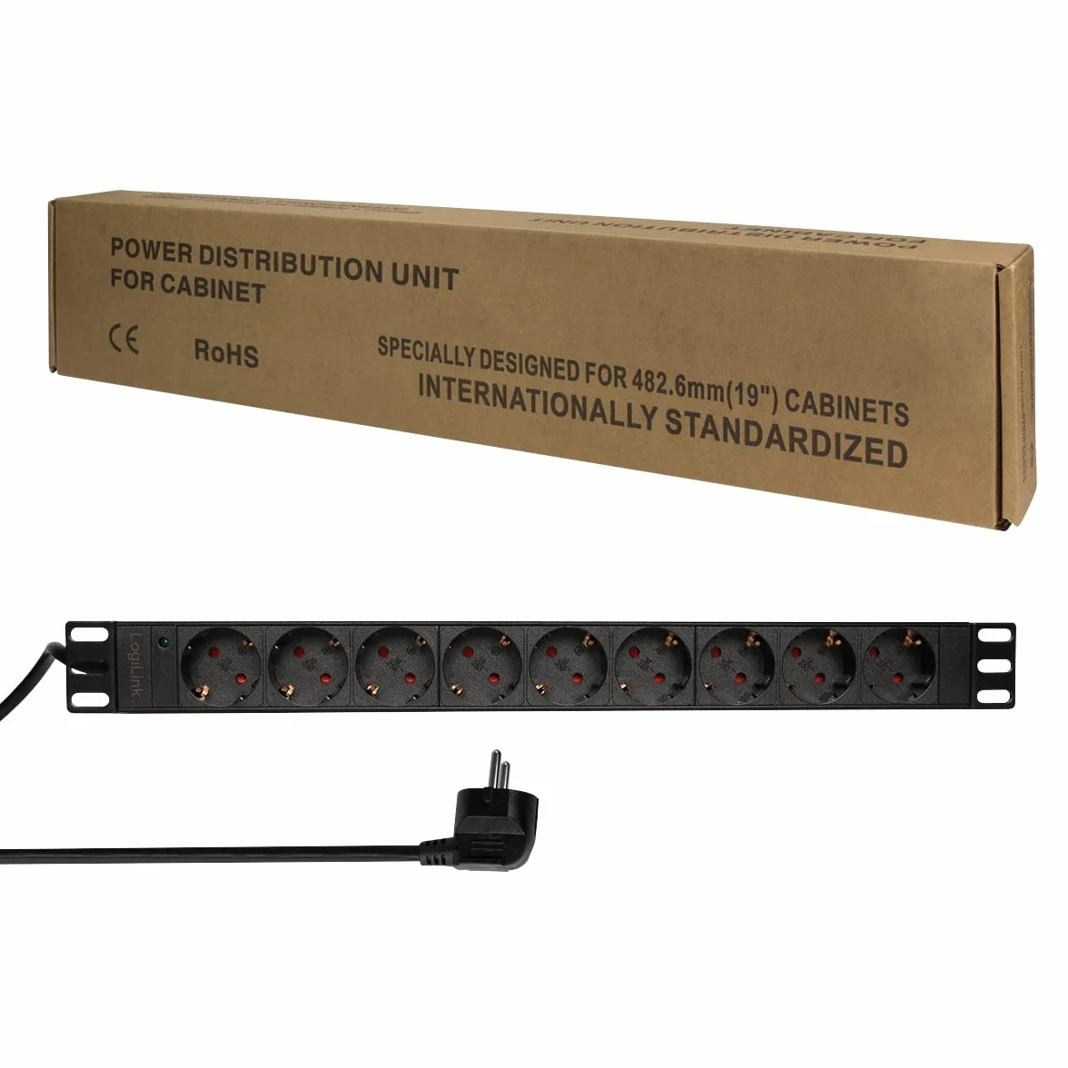 LogiLink Professional PDU9C03 wysokiej jakości listwa zasilająca "19" CEE7/3 (zestyk ochronny) czarna