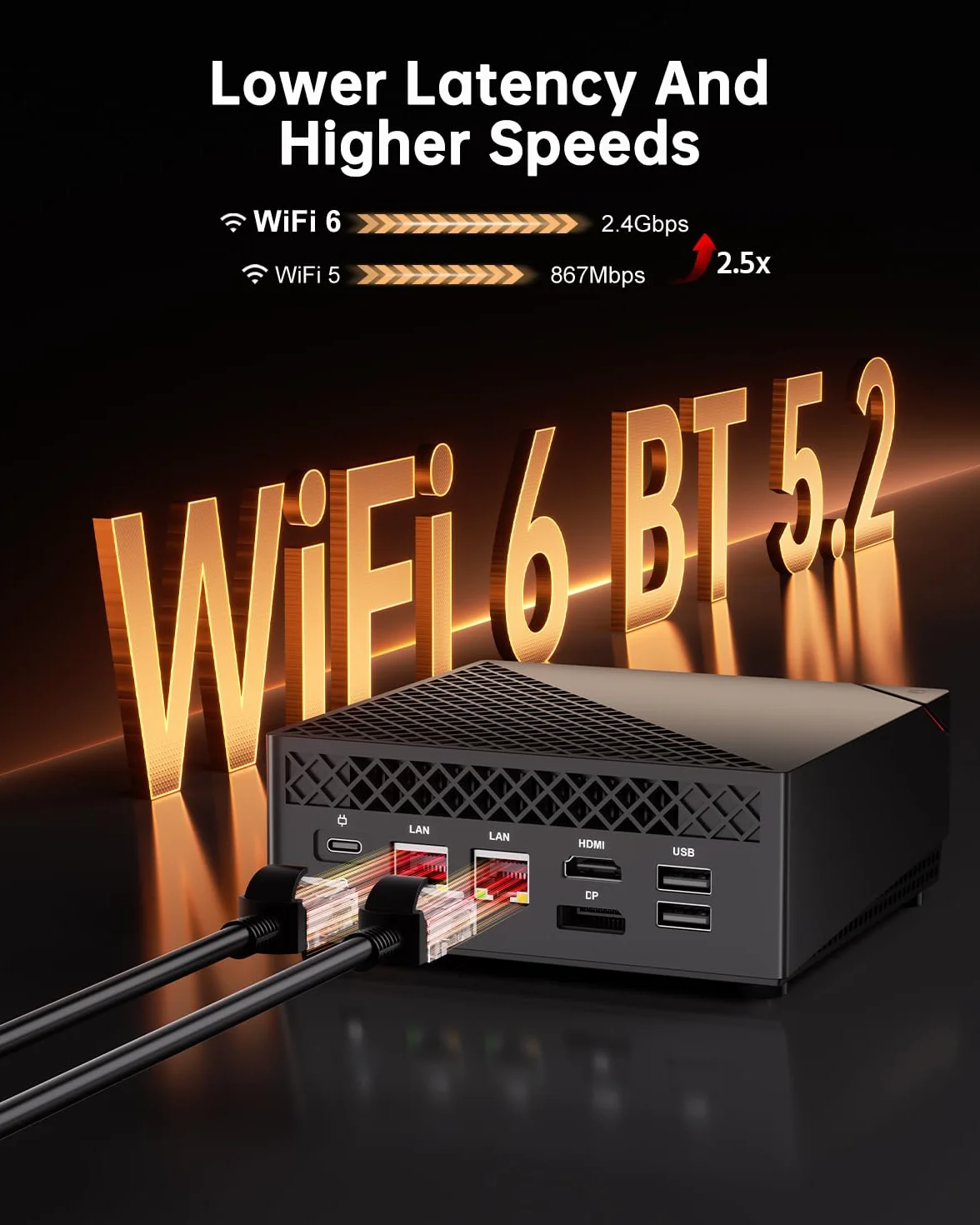NiPoGi AM06 PRO Mini PC, АMD Ryzen 7 5800U (8C/16T, do 4,4 GHz), 16 GB DDR4 512 GB SSD Mini Desktop Computer WiFi 6, BT 5.2, Dual-LAN, DP/HDMI 2.0/Type-C 4K UHD Triple Display do gier/biura.