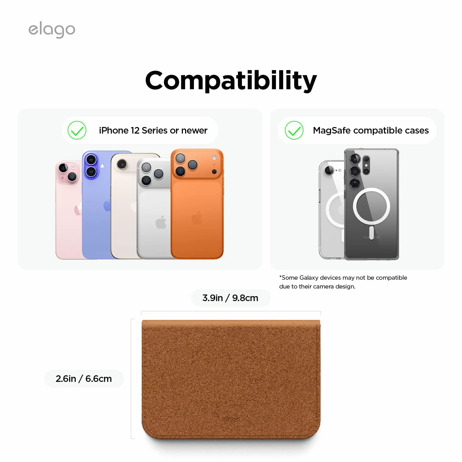 elago Magnetyczny Portfel ze Skóry Wegańskiej, Etui na Karty (3 Karty) Kompatybilny z MagSafe – Bezpieczny Portfel na Telefon, Ochrona przed Zarysowaniami i Uszkodzeniami (Brązowy)