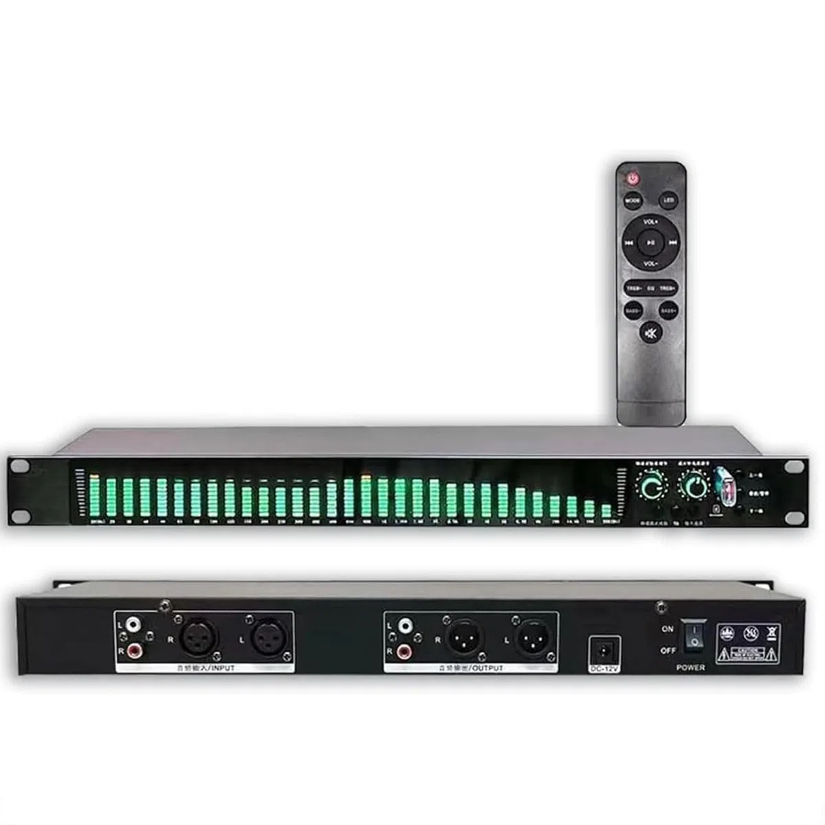 31-Pasmowy Equalizer Cyfrowy z 21 Efektami i Wyświetlaczem LED | Stereofoniczny Korektor Graficzny Audio, Regulacja Niskich Tonów Średnich, Automatyczna Redukcja Szumów, Dla Studia Nagrań