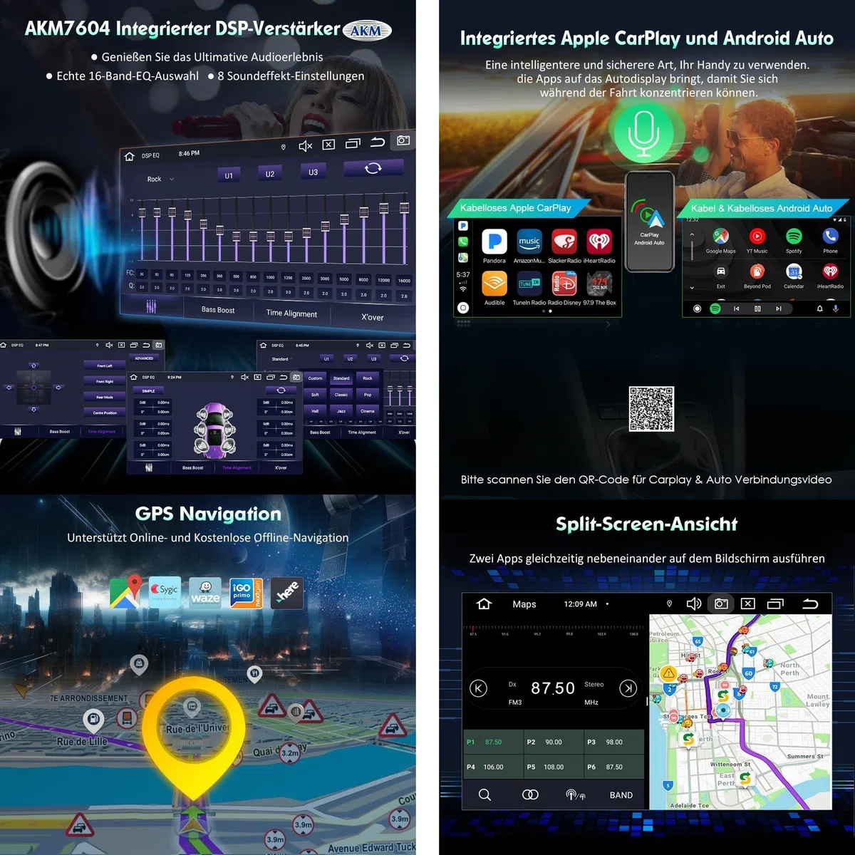 Radio samochodowe Android 16 8 rdzeni 4 GB + 64 GB do Toyota AURIS 2007-2012 nawigacja bezprzewodowa obsługa CarPlay Android Auto WiFi CD Bluetooth 5.0 CANbus GPS 4G USB DSP DAB+ AM/FM RDS 7 cali IPS