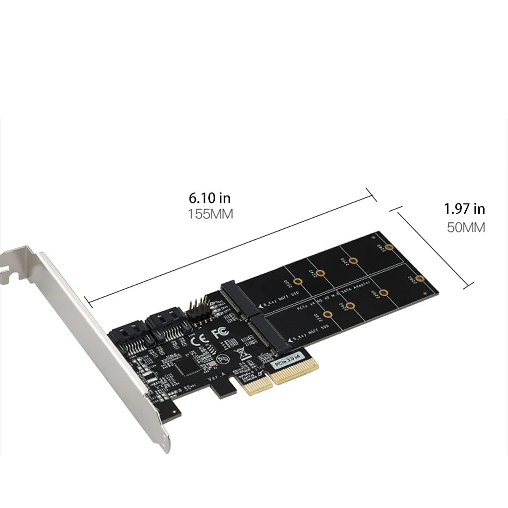 PCIe3.0 X1 X4 dla M.2 SATA SSD na PCIe X1 konwerter karty adapter z 2xM2 2xSAT