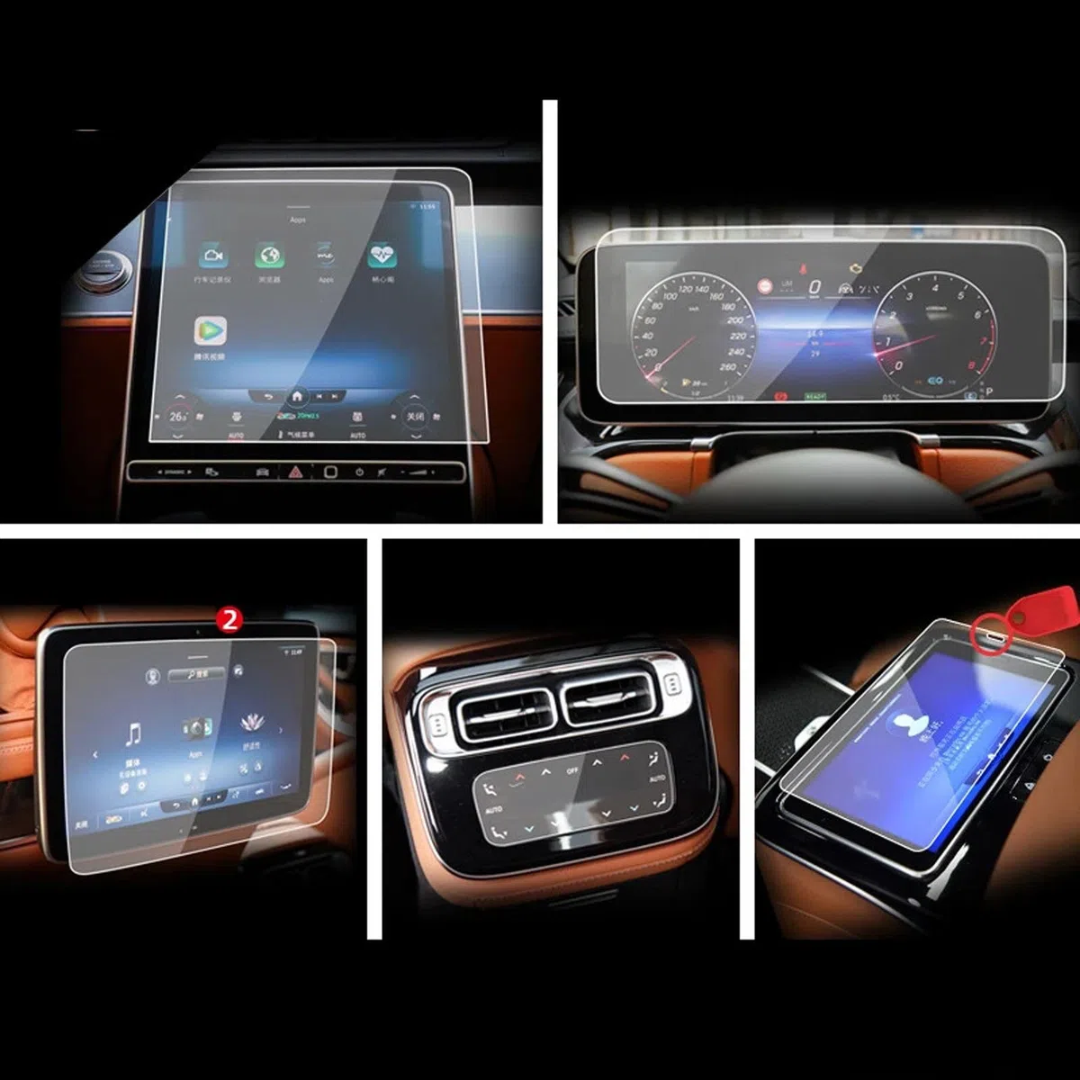 Samochodowa konsola środkowa ekran LCD hartowane szkło folia ochronna, do Mercedes Benz S-Class W223 2021-2023