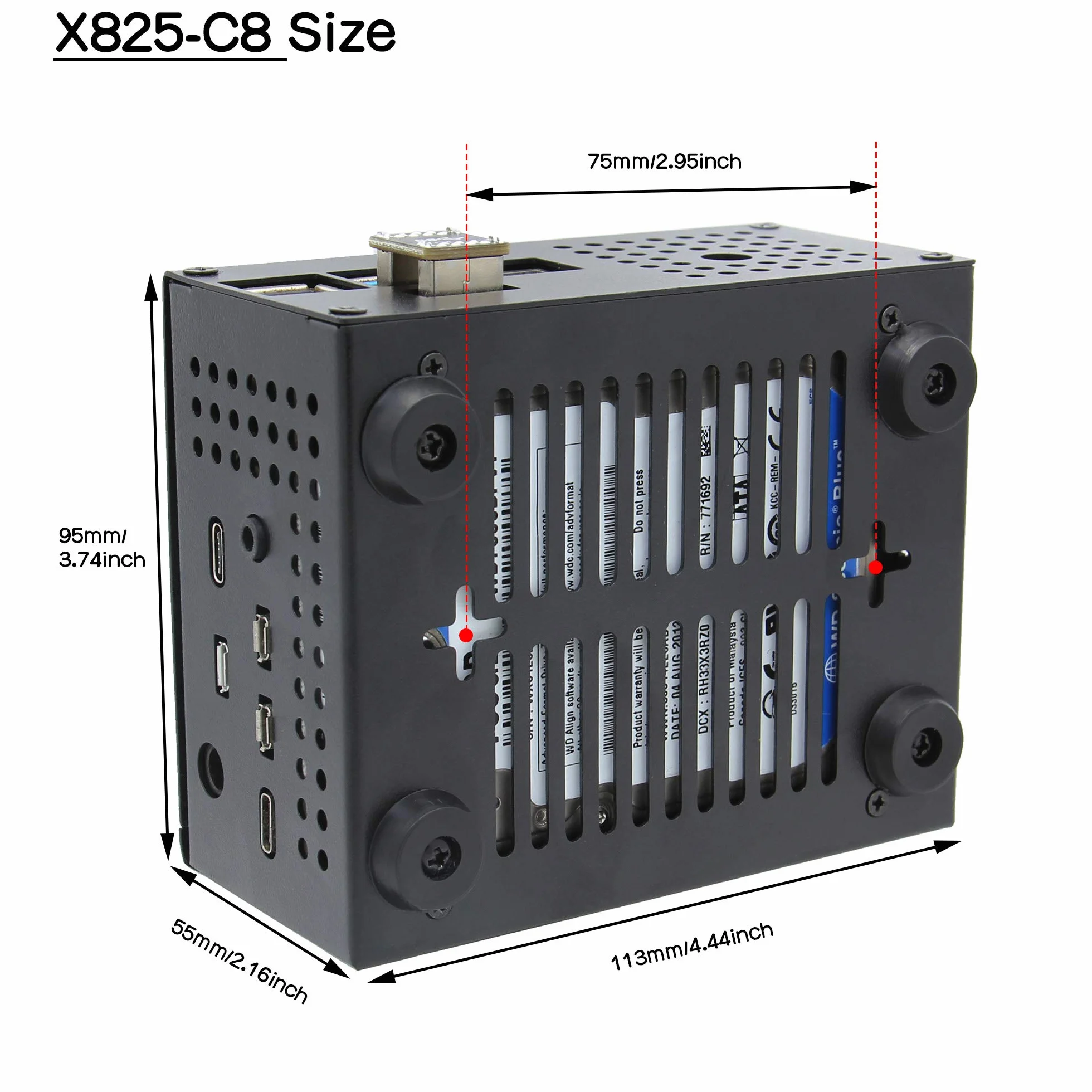 Geekworm X825-C8 Case, Only Support X825 V2.0 2.5 Inch SATA SSD/HDD Shield & Raspberry Pi 4 & X735 (Raspberry Pi / X825 / X735 Not Included)