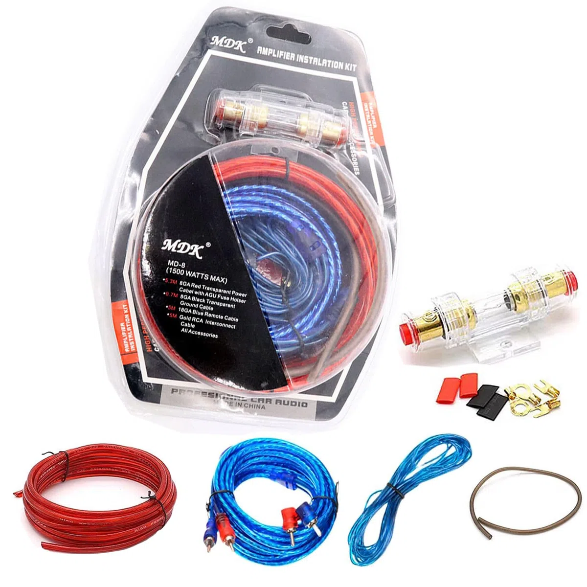 Kabel do subwoofera 10GA, zestaw kabli do subwoofera, zestaw kablowy do subwoofera, zestaw przyłączeniowy do subwoofera, Car Audio Wire, zestaw kabli wzmacniacza 1500 W